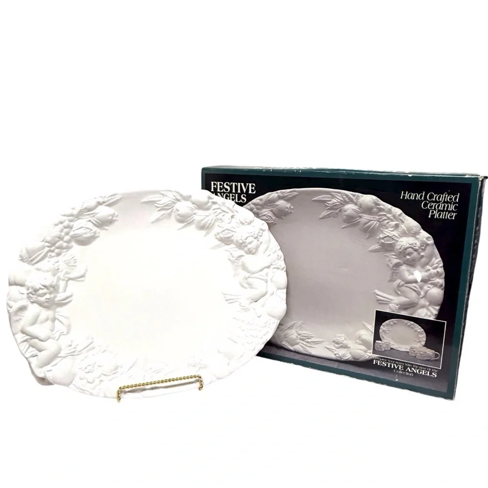 Dalton Int. Limited-Festive Angels Hand Crafted Platter Ceramic Platter